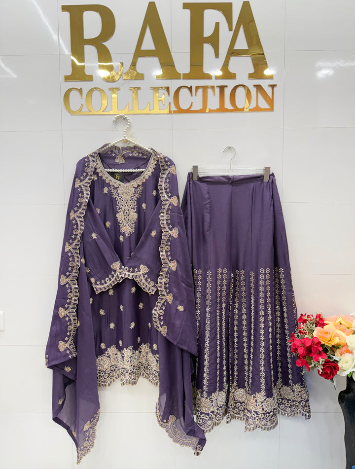 Party wear flaired plazzo suits