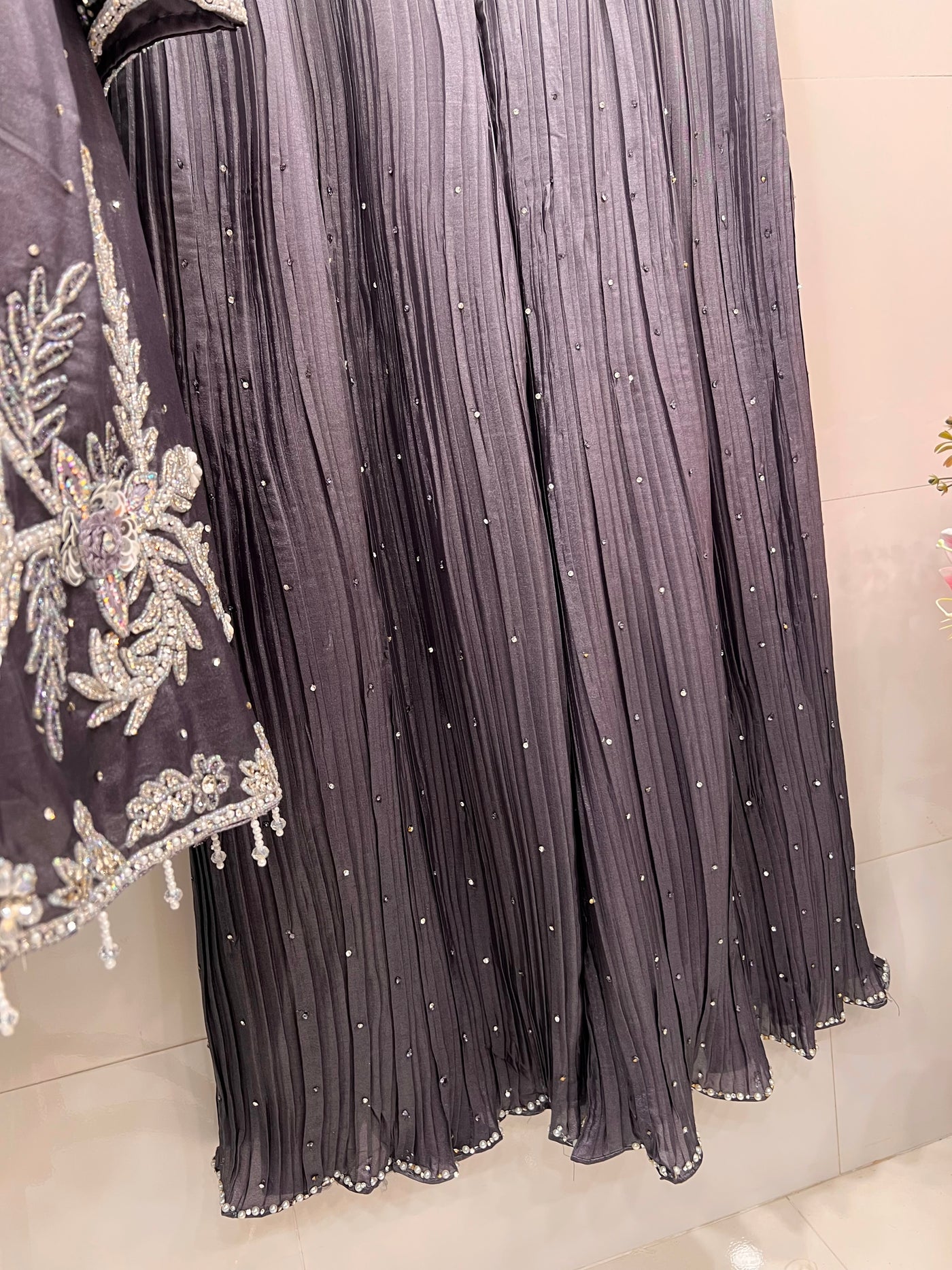 Bridal Elegance Pearl-Work Kurti & Plazzo Set 2817