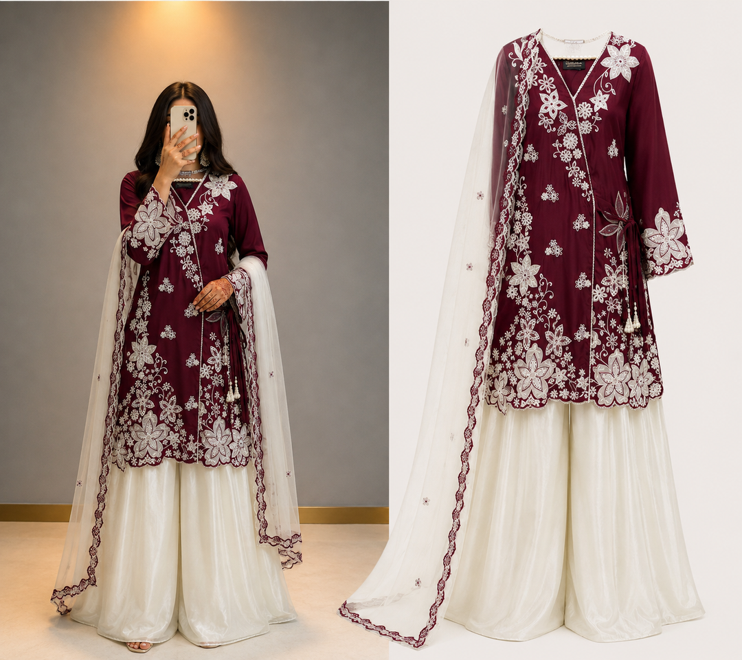 Pakistani angrakha pattern suit