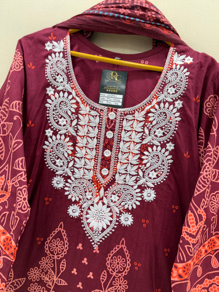 Cotton lakhnawi ready to wear suits
