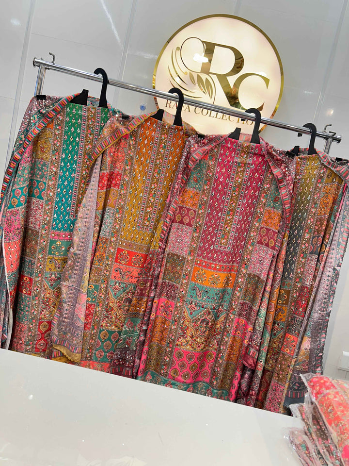 Multi colour Unstich Suit 1237