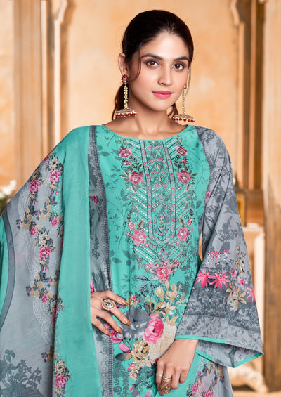 Semi Cotton embroided suit 1541