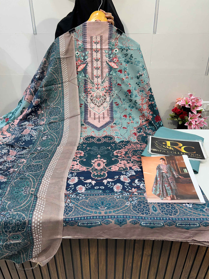 Semi Cotton embroided suit 1794