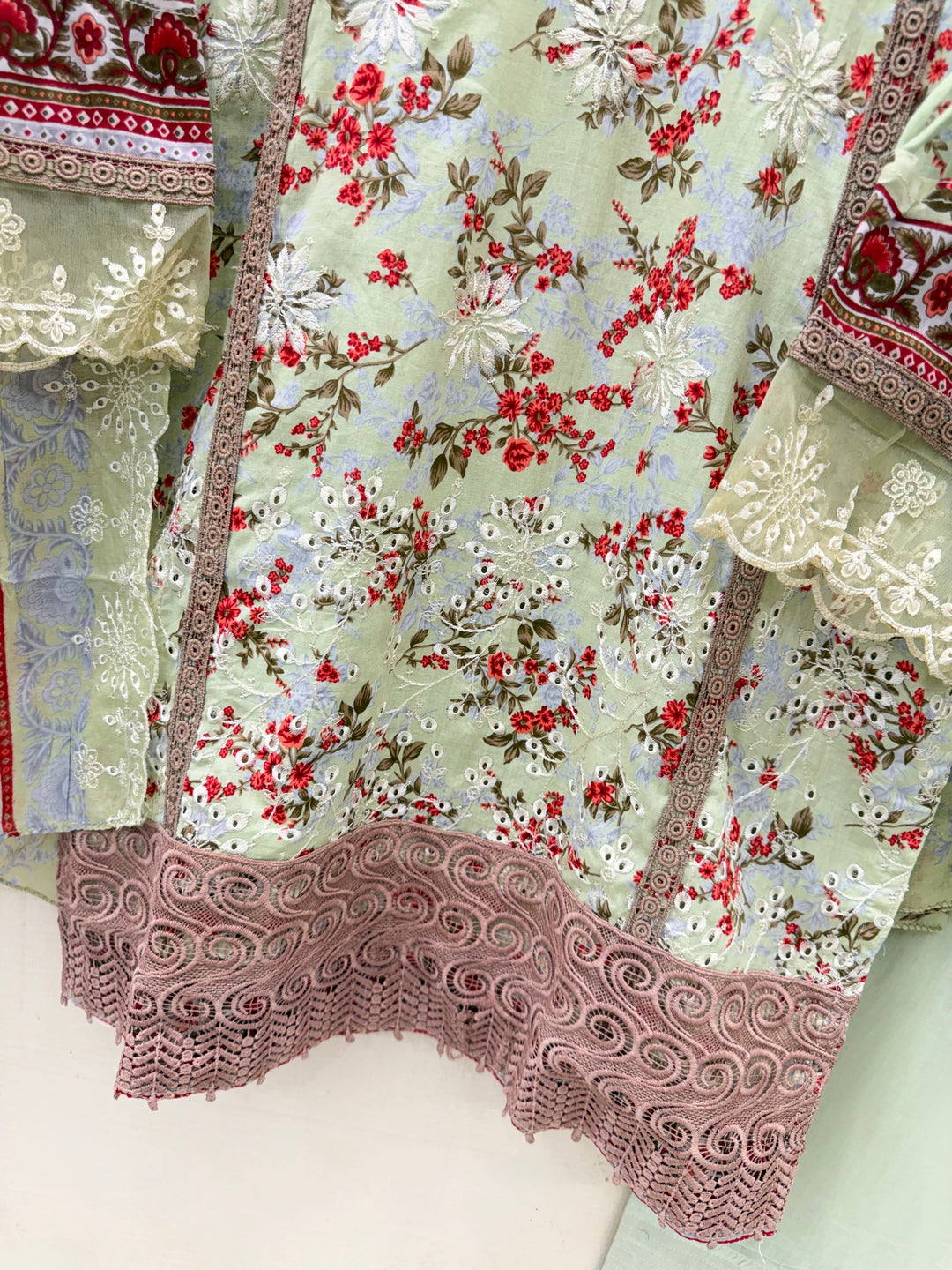 Cotton embroided farshi suits