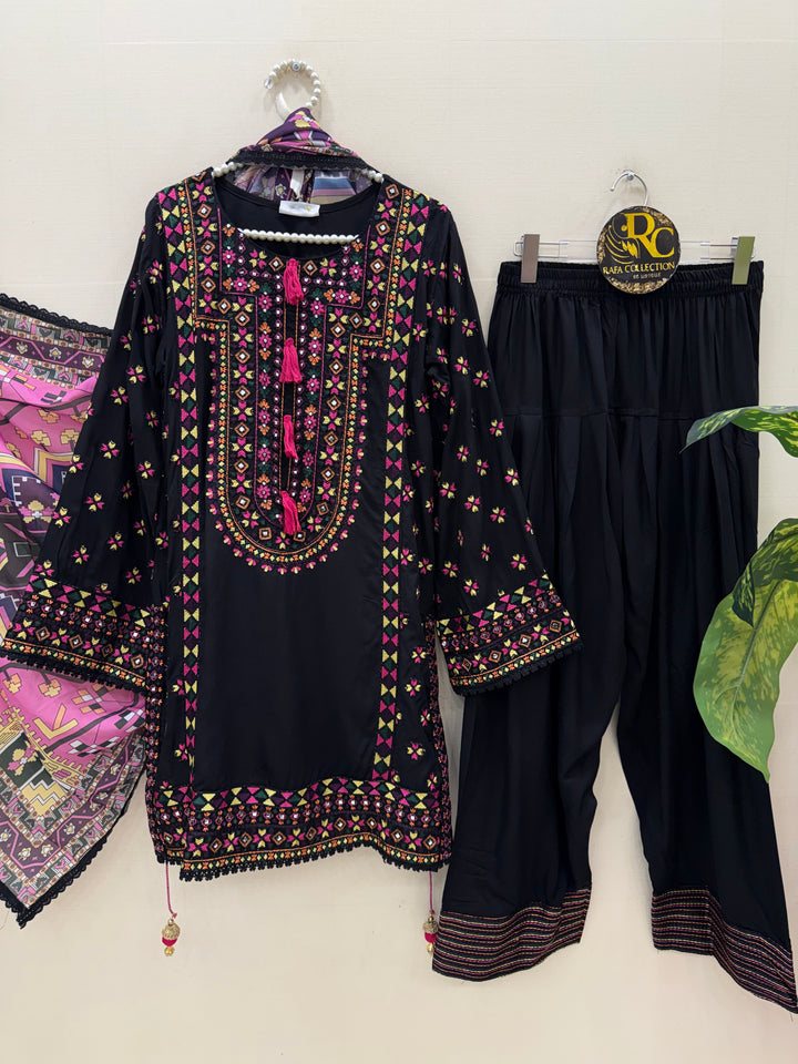 Embroidered multi color Farshi suits