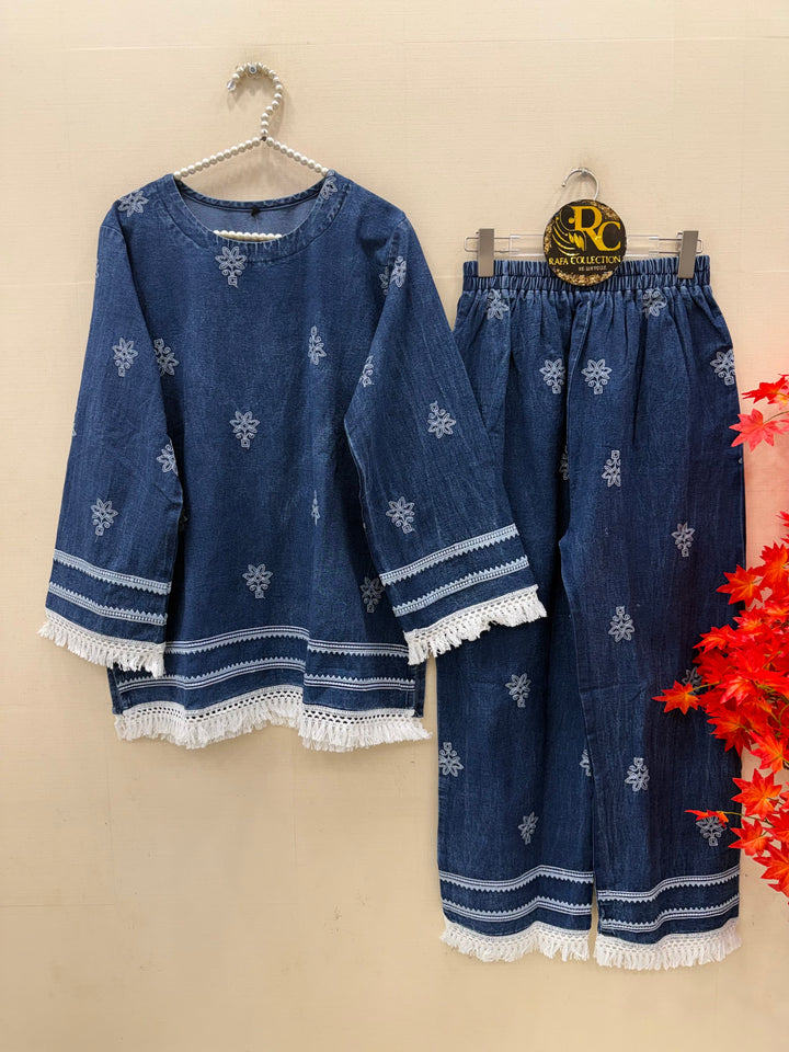 Denim embroidered co-ord sets