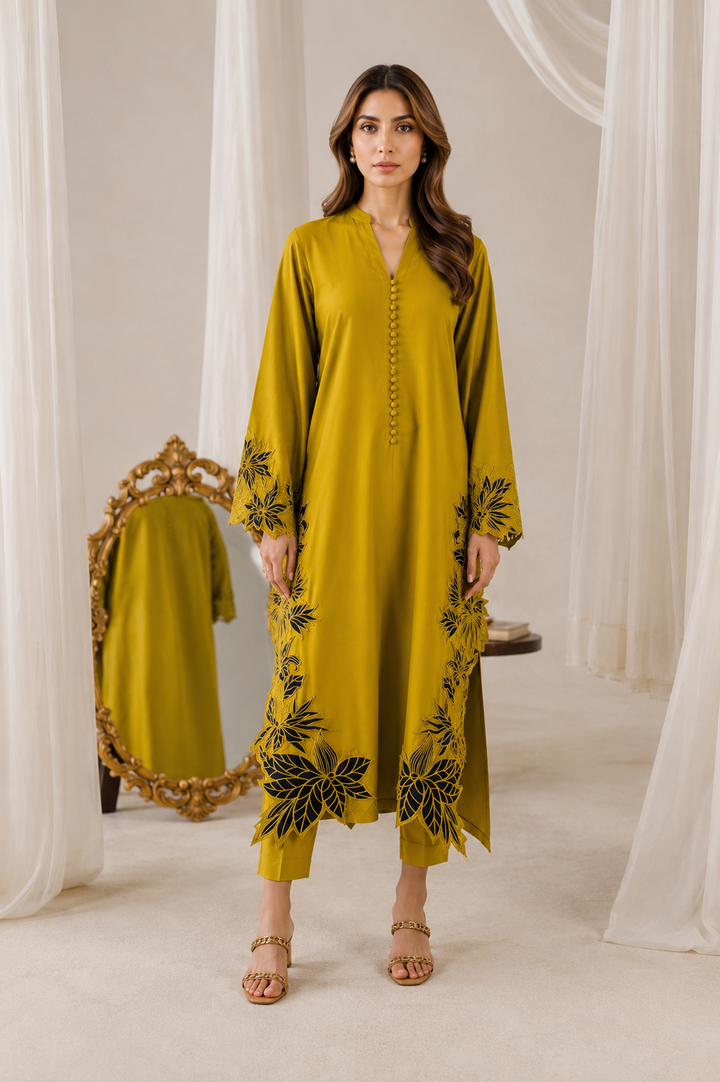Cutwork embroidered pakistani suits