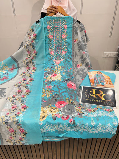 Semi Cotton embroided suit 1541