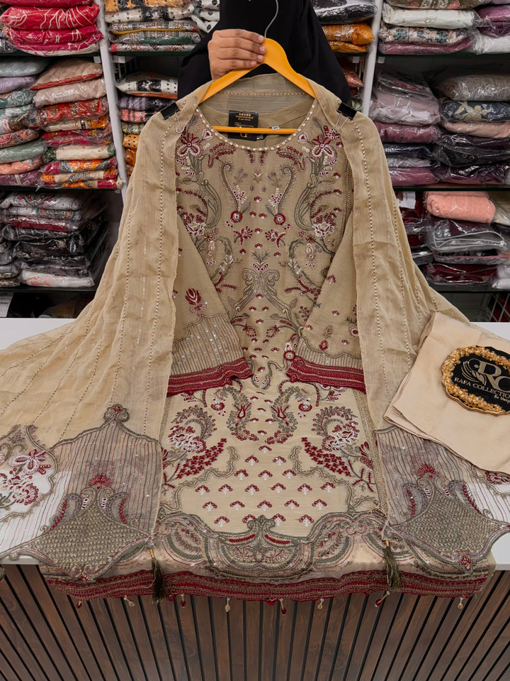 Chiffon embroidered suits 3175