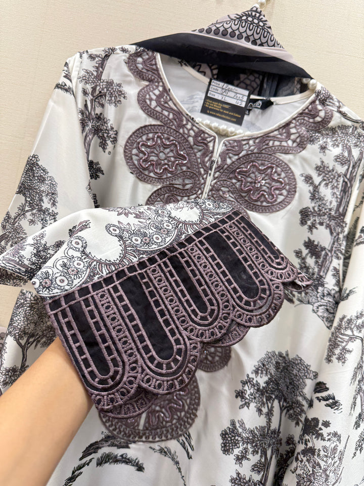 Satin embroidered Suits 7005