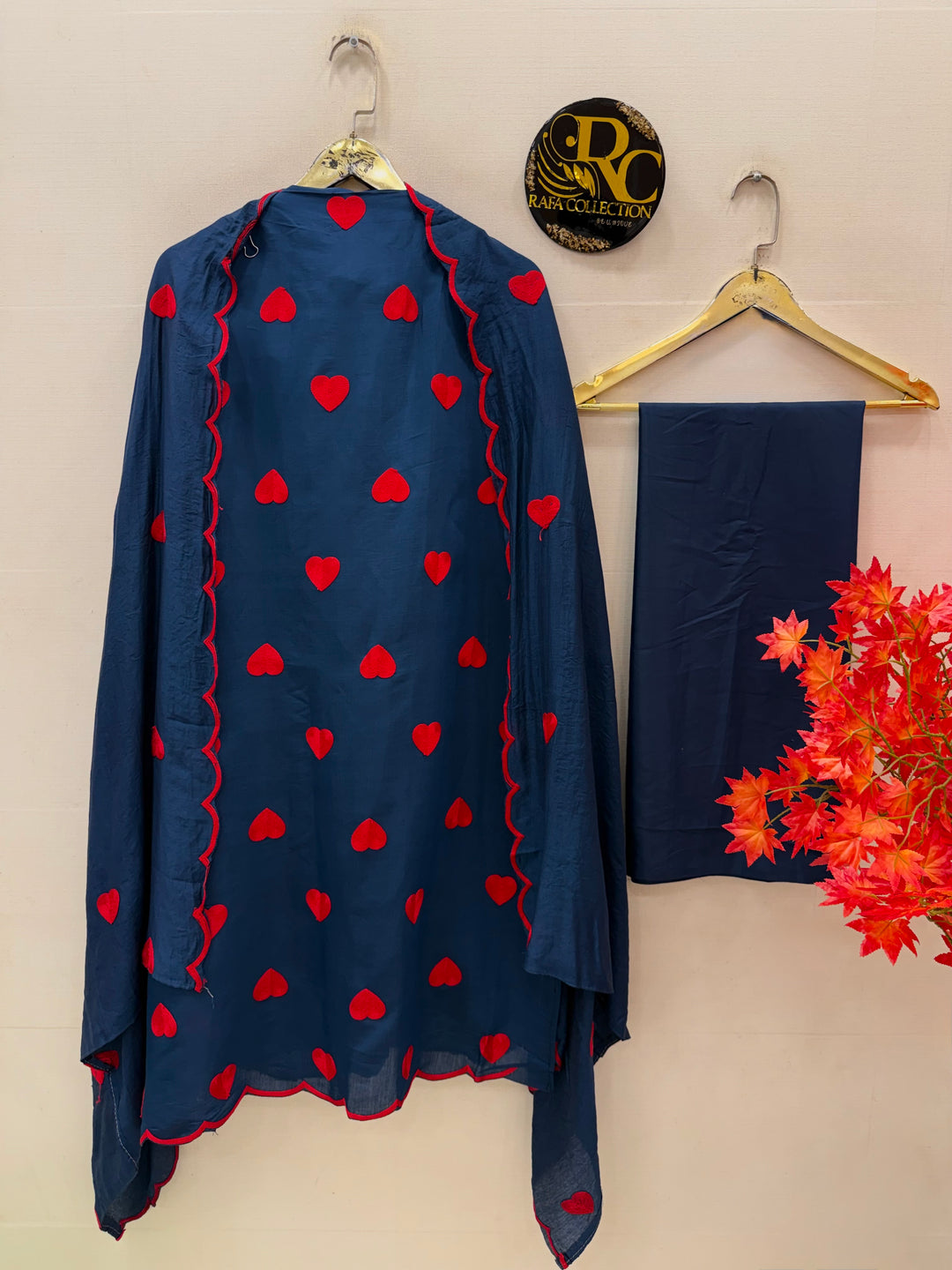 Viral heart embroidered unstitched Suits