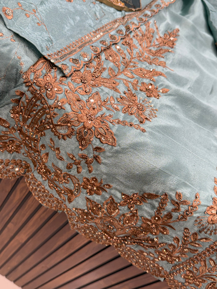 Premium chinon embroidered suits