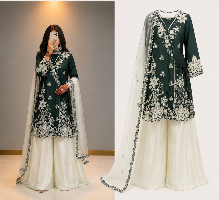Pakistani angrakha pattern suit