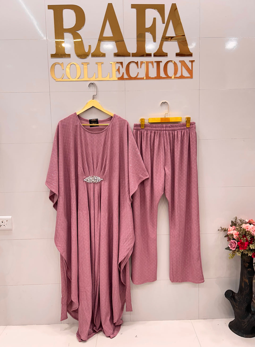 Shimmer lycra kaftan Co-ord sets 3134