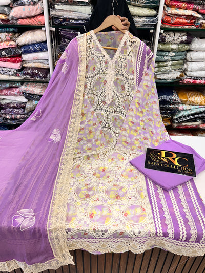 Crochet Organza Suit 2148