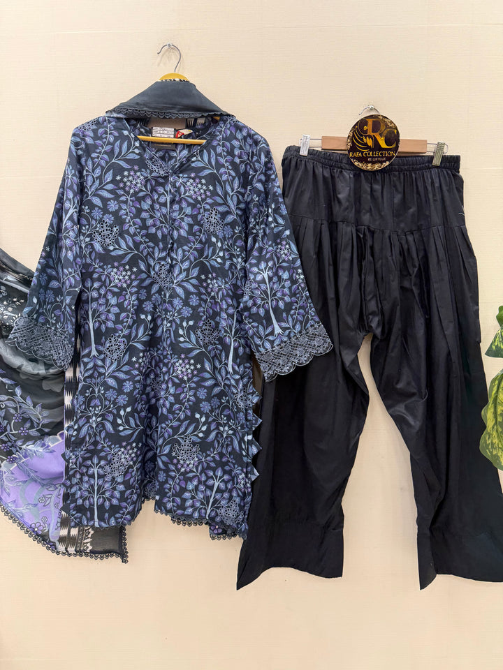 Cotton embroided farshi suits