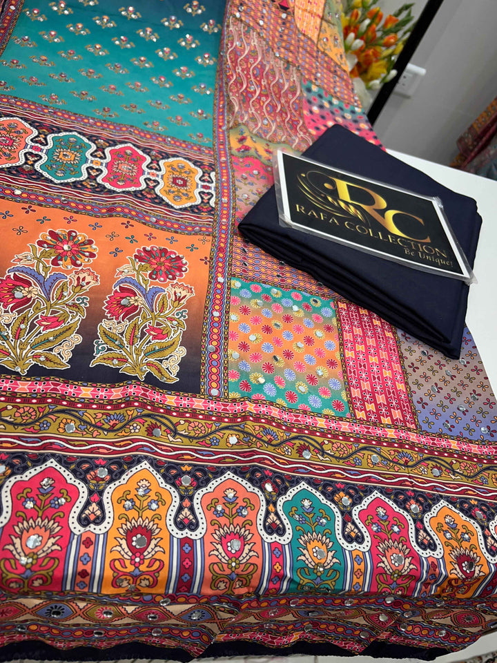 Multi colour mirror Suit 1245