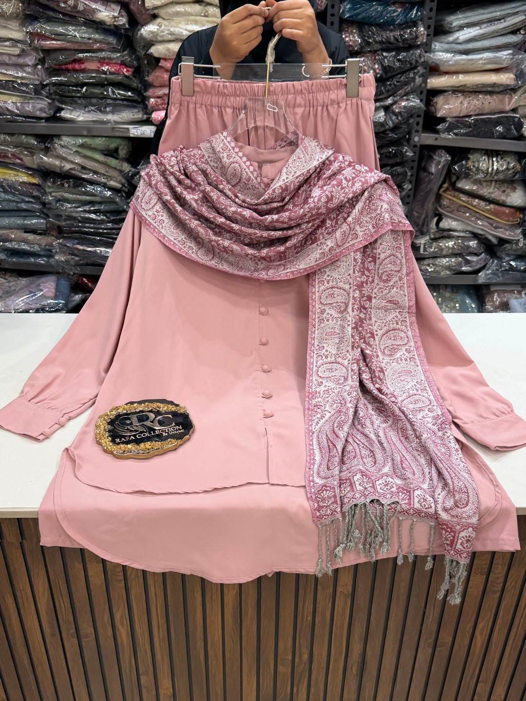 Pashmina shawl pink co-ord sets 3137