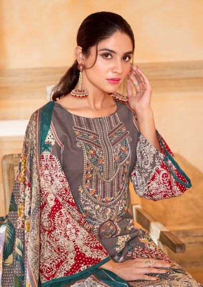 Semi Cotton embroided suit 1541