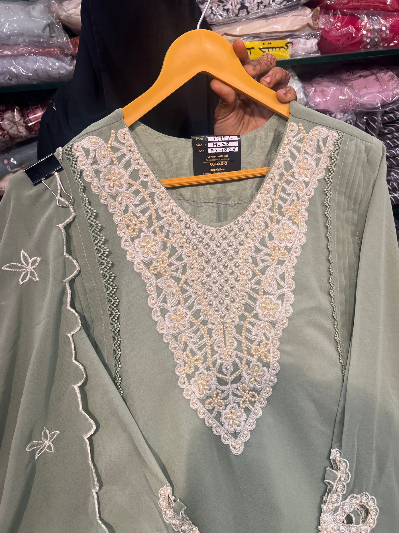 Georgette cut work suit 1826