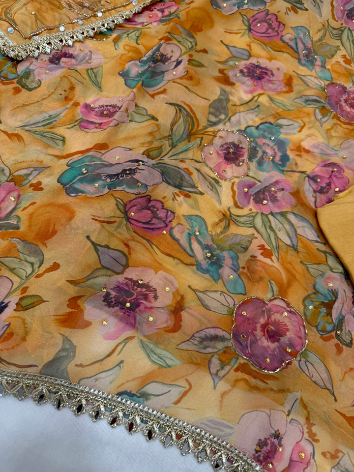 Organza handwork unstitched suits