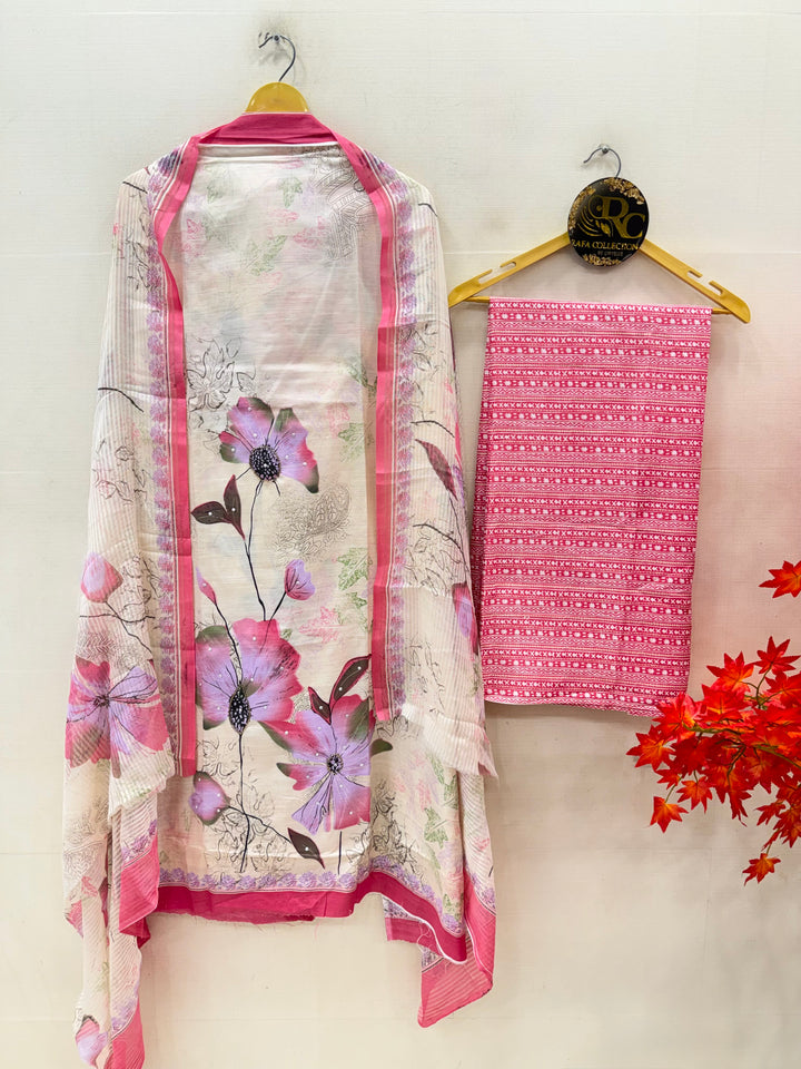 Semi Cotton Unstitched Suits