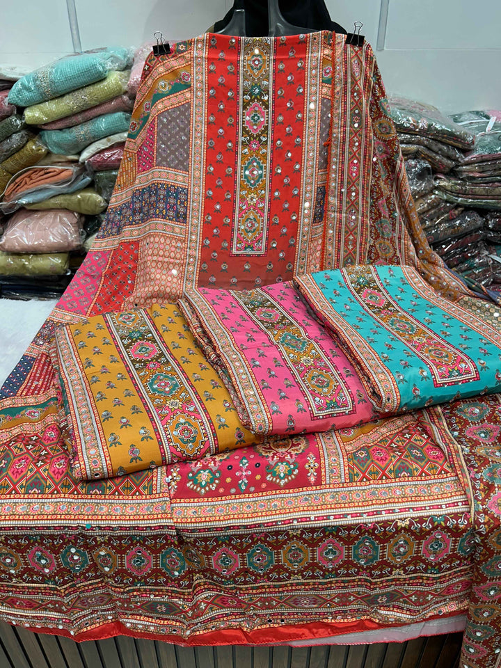 Multi colour mirror Suit 1257