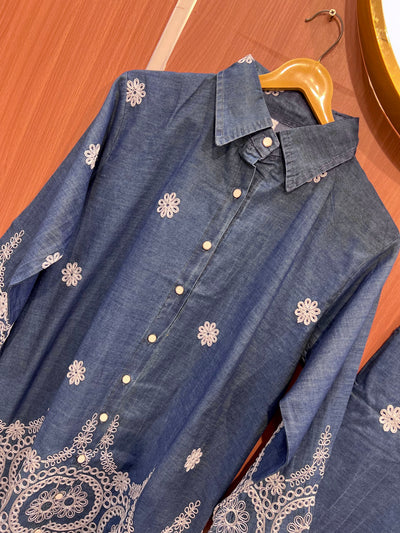 Denim embroidered co-ord sets 2559