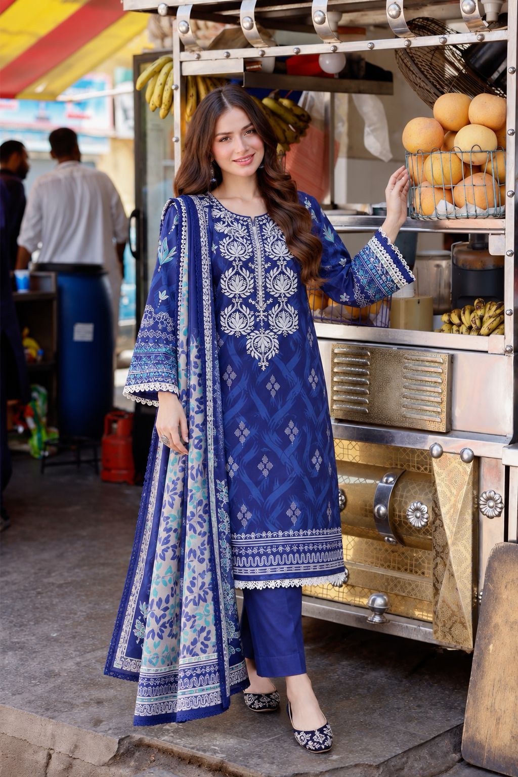 Cotton lakhnawi ready to wear suits