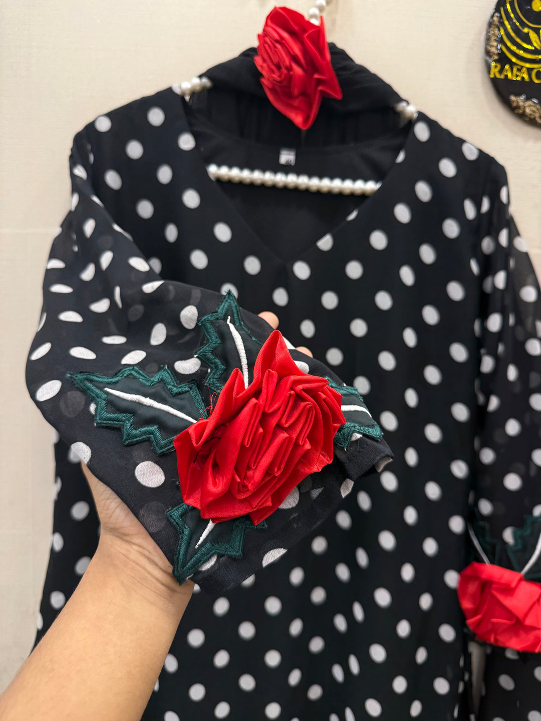 Polka dot 3d flower suits