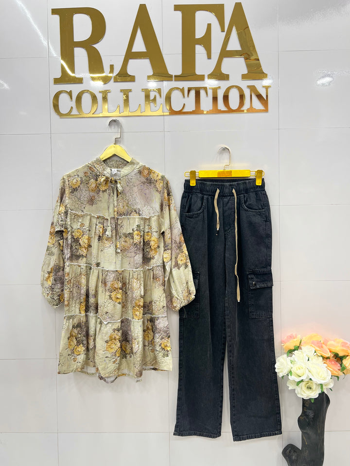 Korean denim cargo Sets