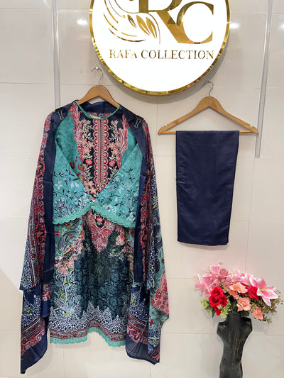 Semi cotton Embroided suits 2351