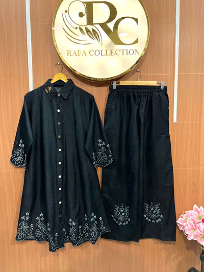 Denim Embroided co-ord set 2742