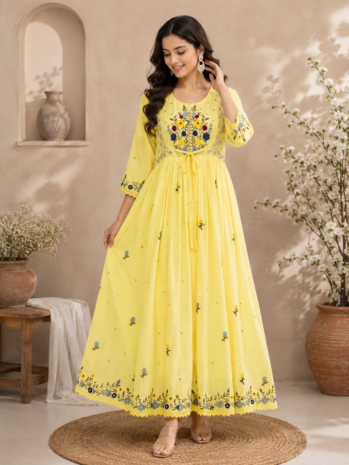 Mul chanderi embroidered gowns