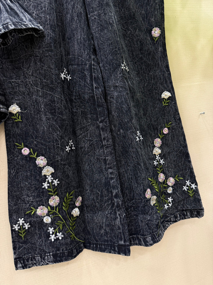 Denim embroidered co-ord sets