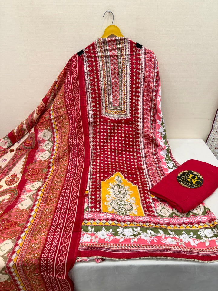 Printed unstitched suits 087