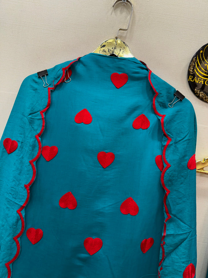 Viral heart embroidered unstitched Suits