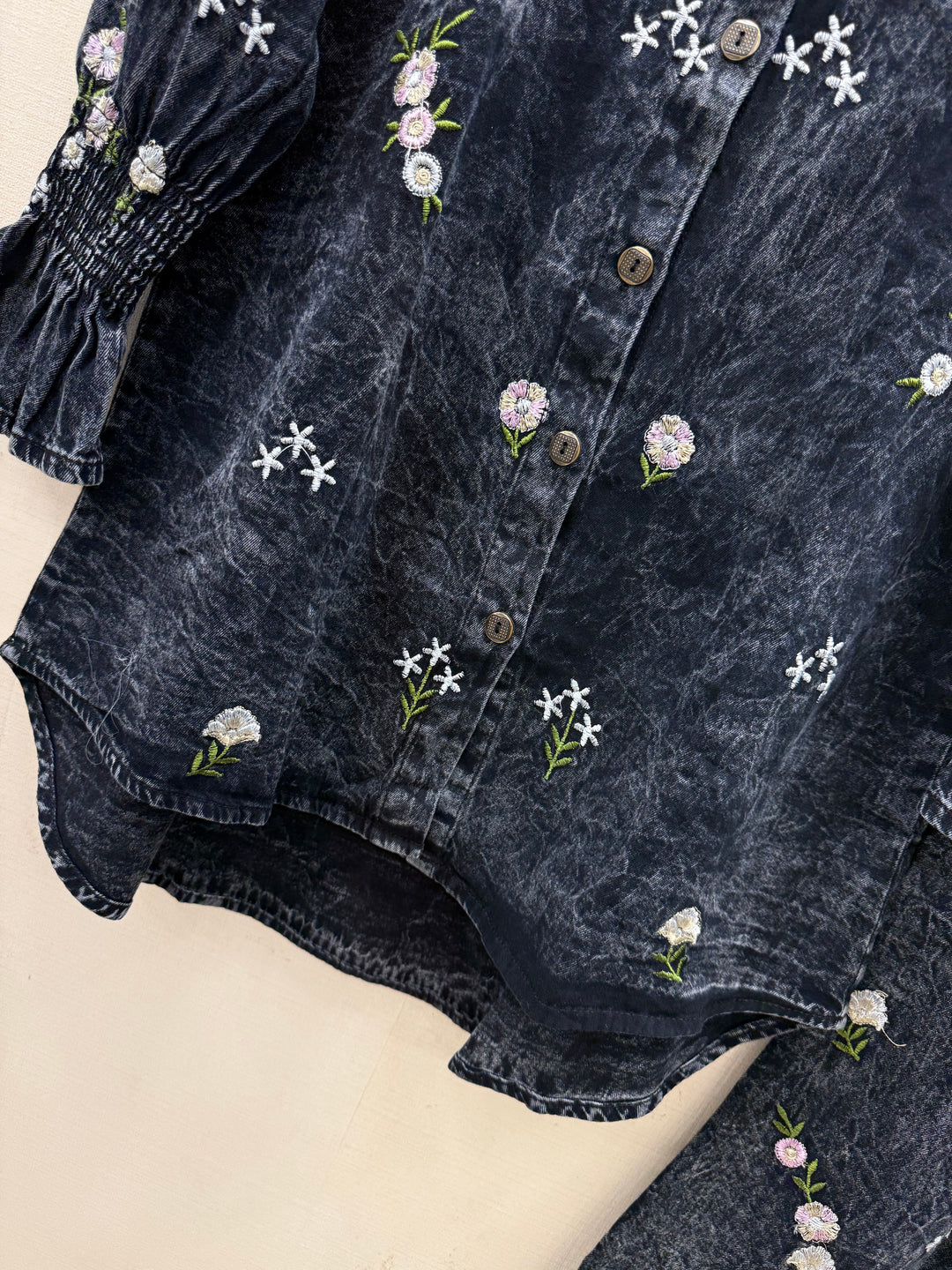 Denim embroidered co-ord sets