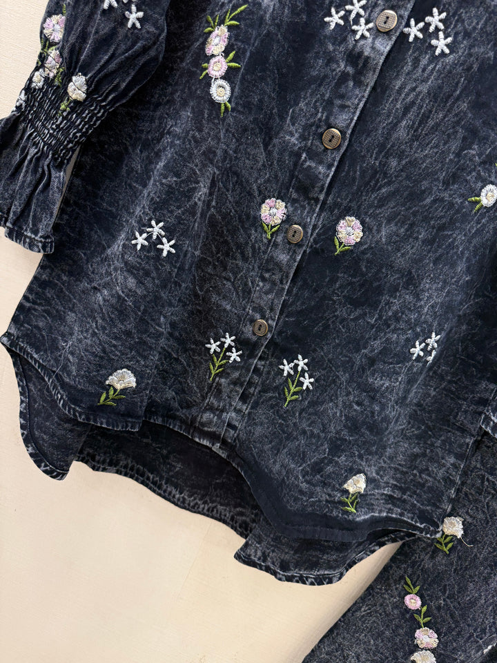 Denim embroidered co-ord sets