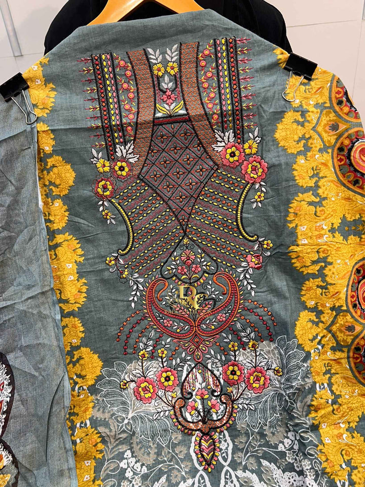 Cotton Embroidered Suit 3015