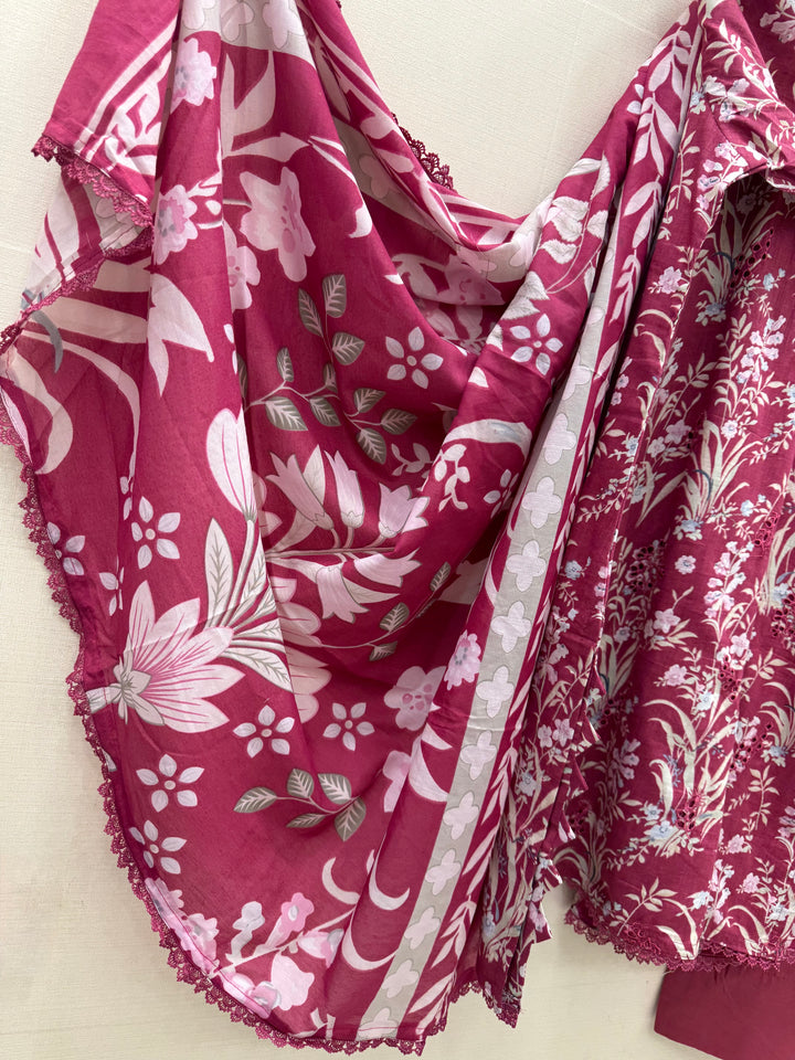 Cotton embroided farshi suits