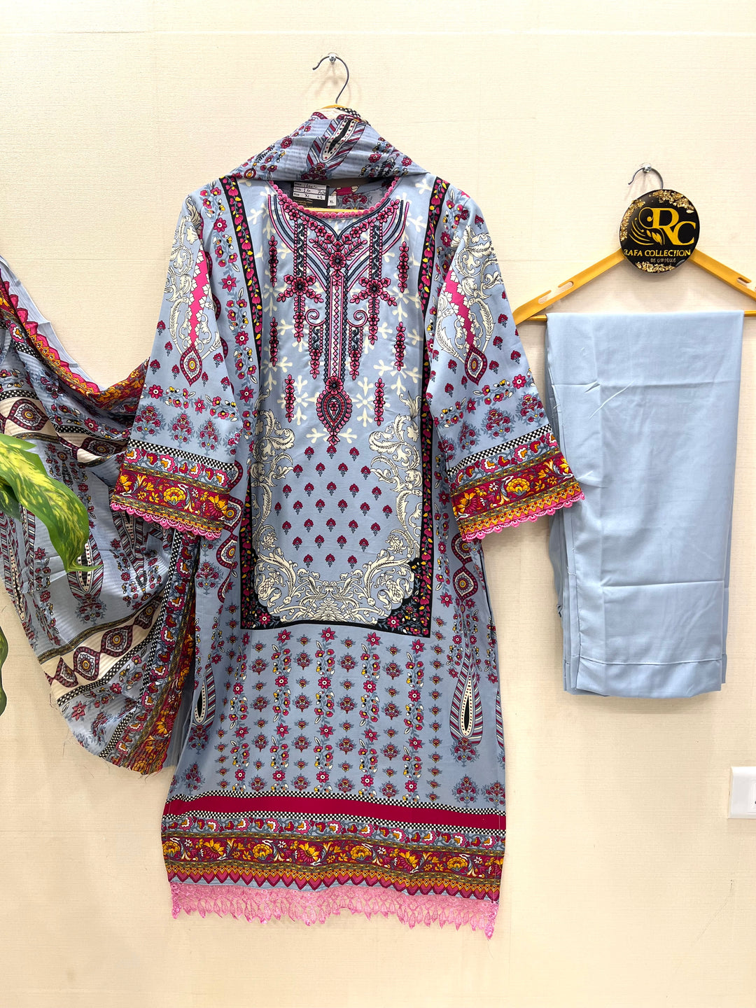Cotton embroidered suits
