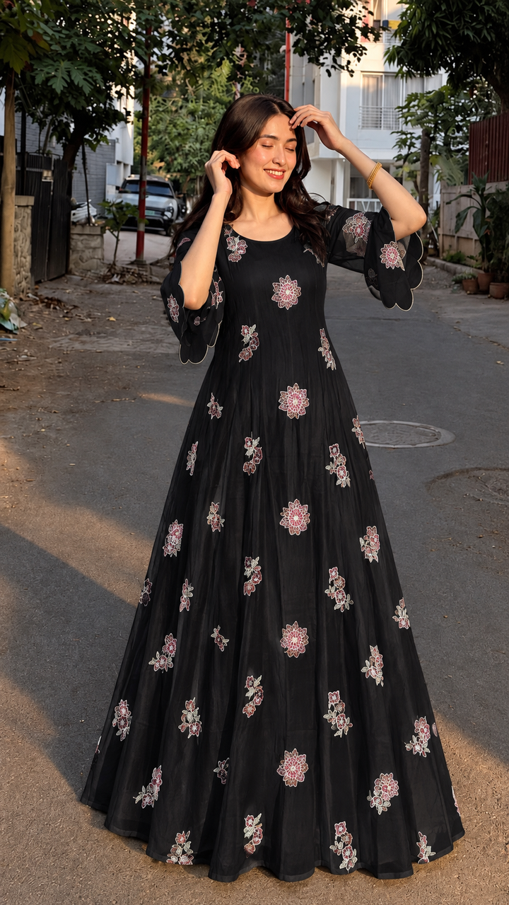 Mal chandheri Embroidered Gown’s