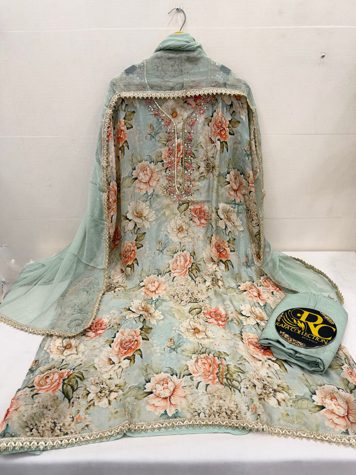 Organza unstitched suits  5622