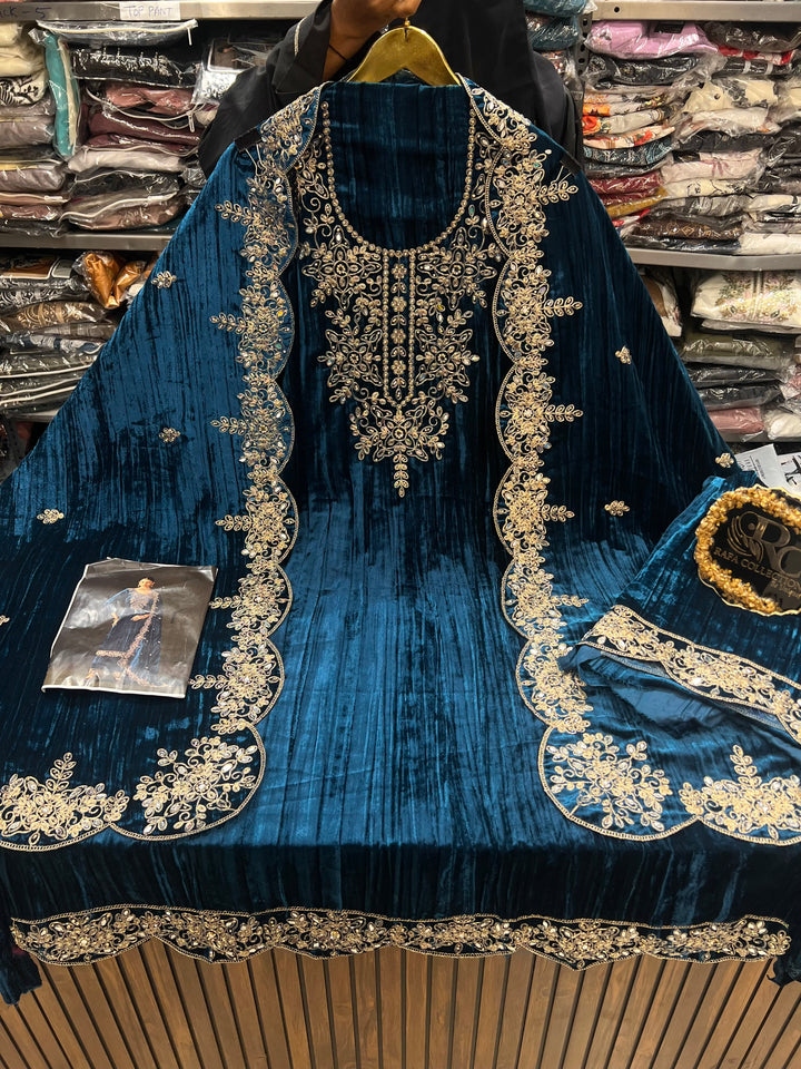 Crush Velvet unstitched suits 2903
