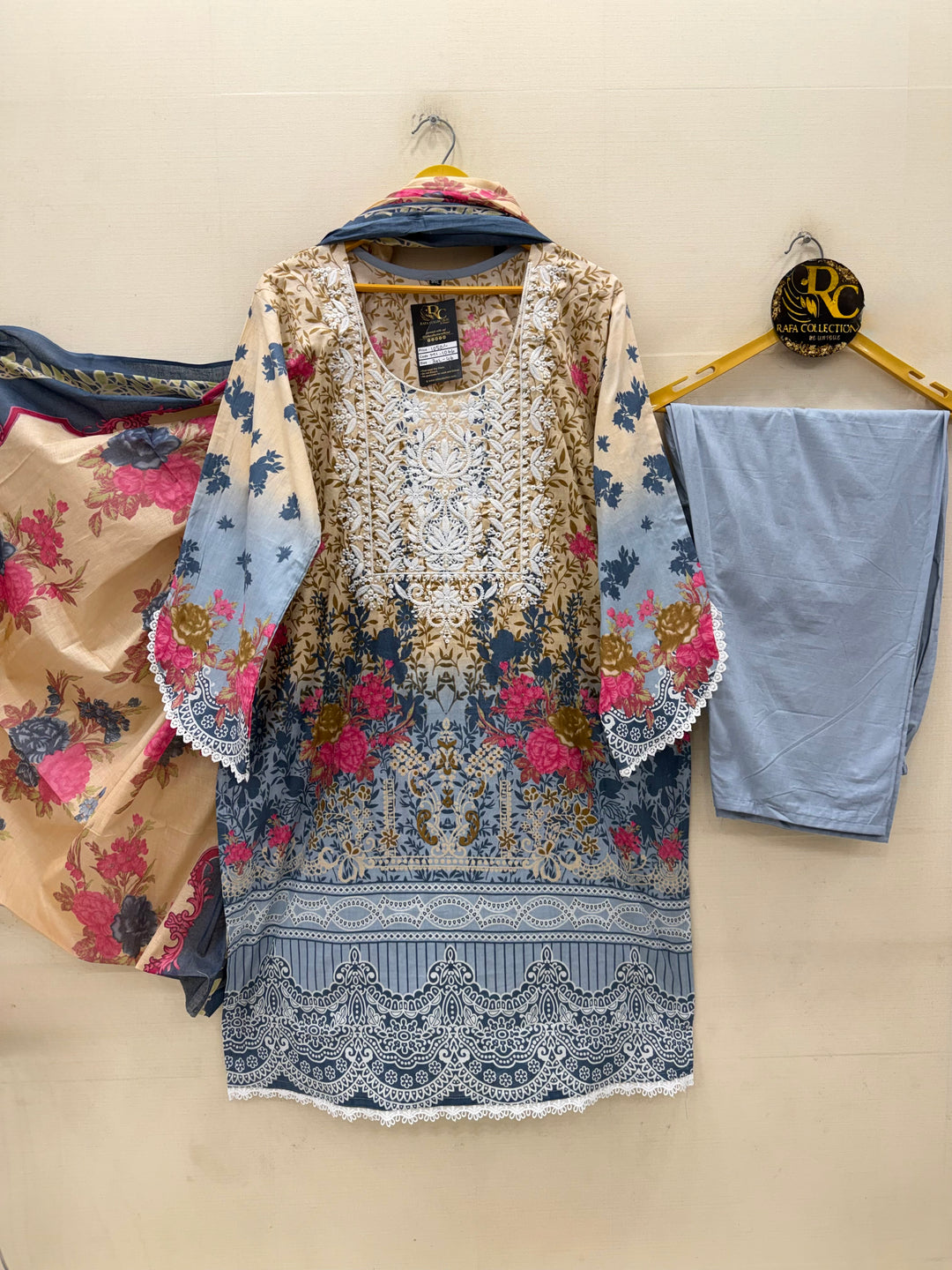 Cotton lakhnawi ready to wear suits