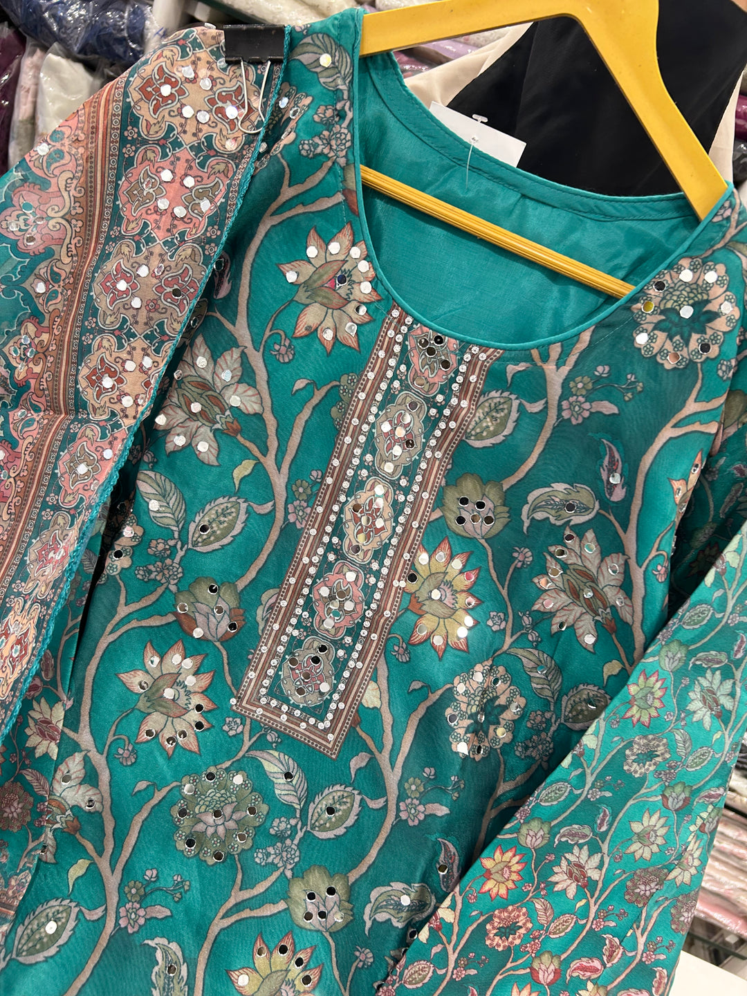 Organza Mirror work suit