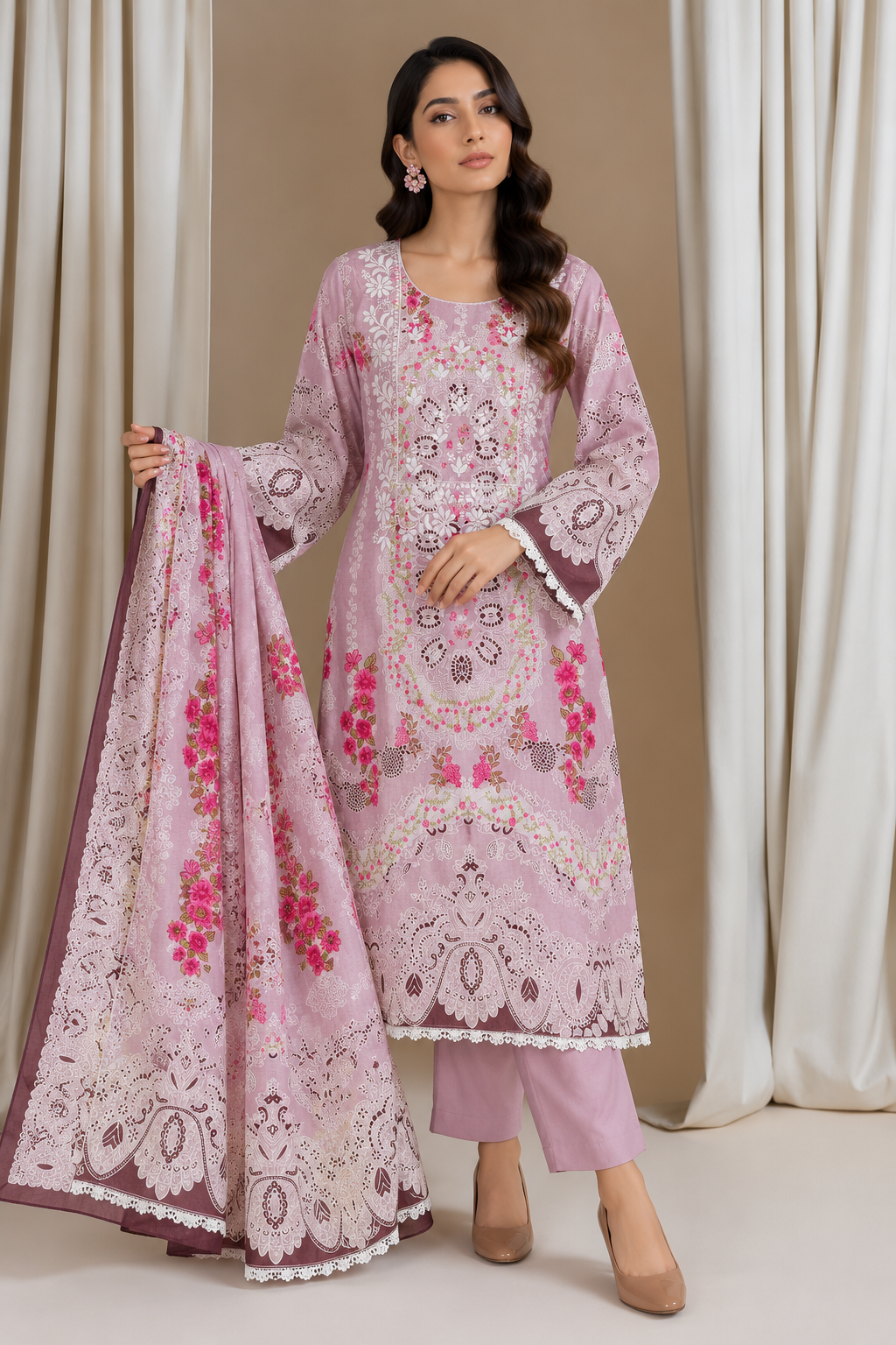 Cotton lakhnawi ready to wear suits