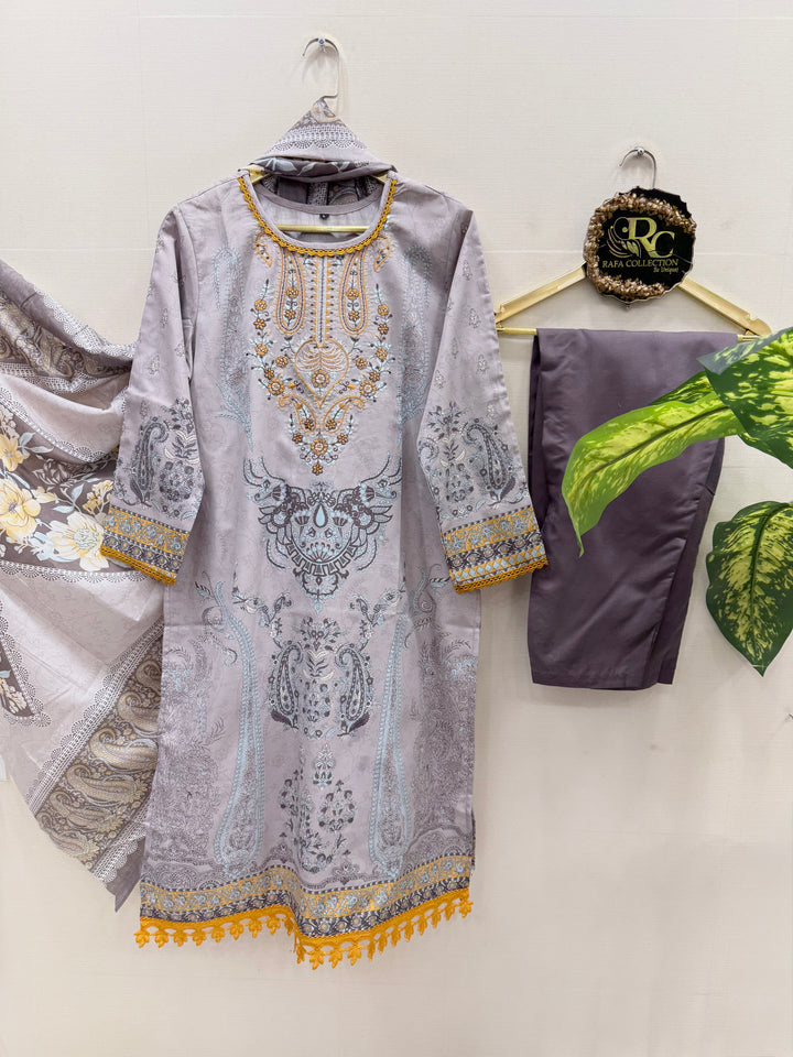 Semi cotton embroidered suits 2823