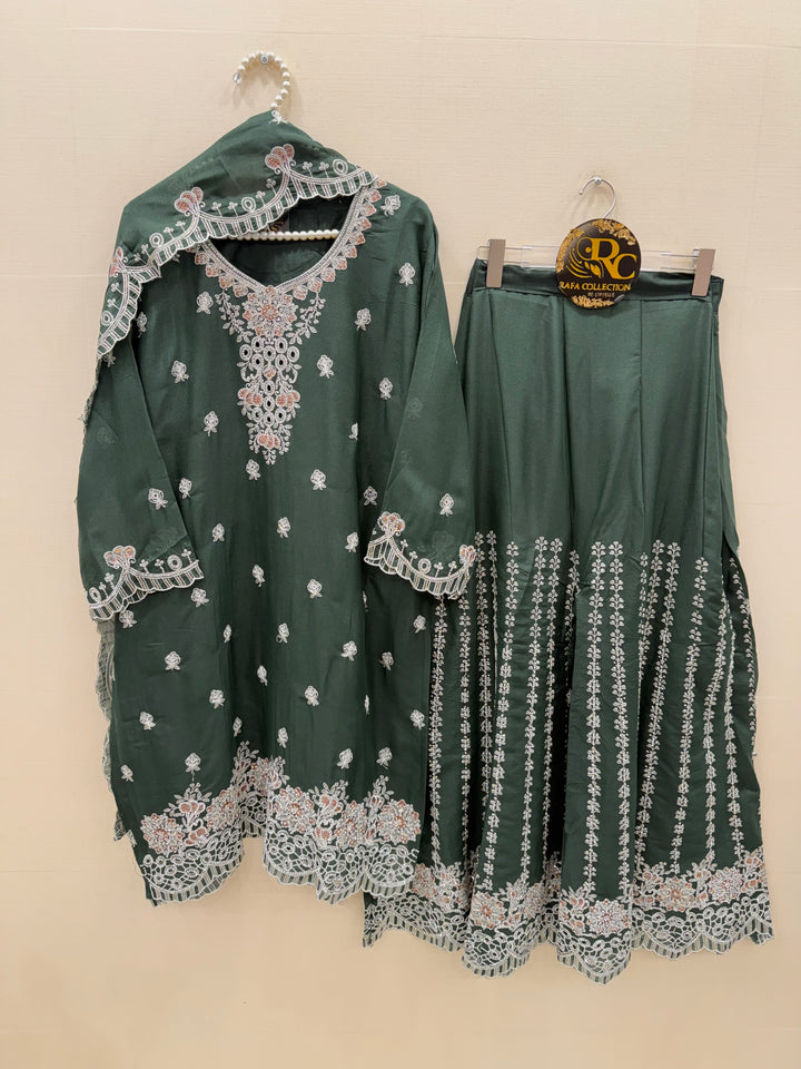 Party wear flaired plazzo suits 3140